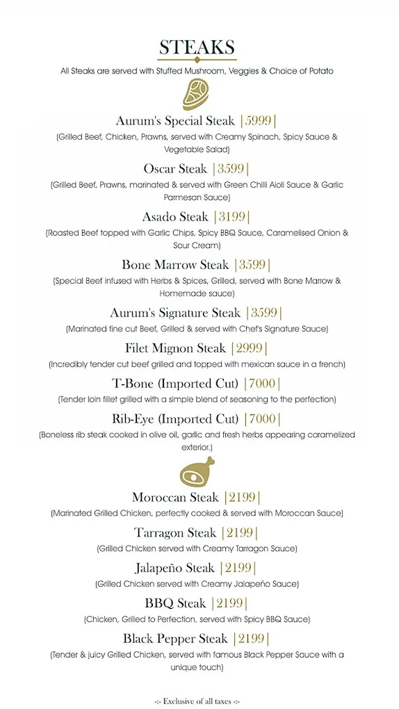 Aurum Cafe menu, page 1