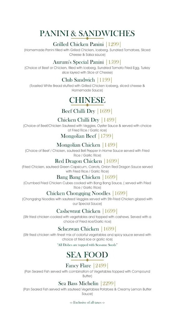 Aurum Cafe menu, page 3