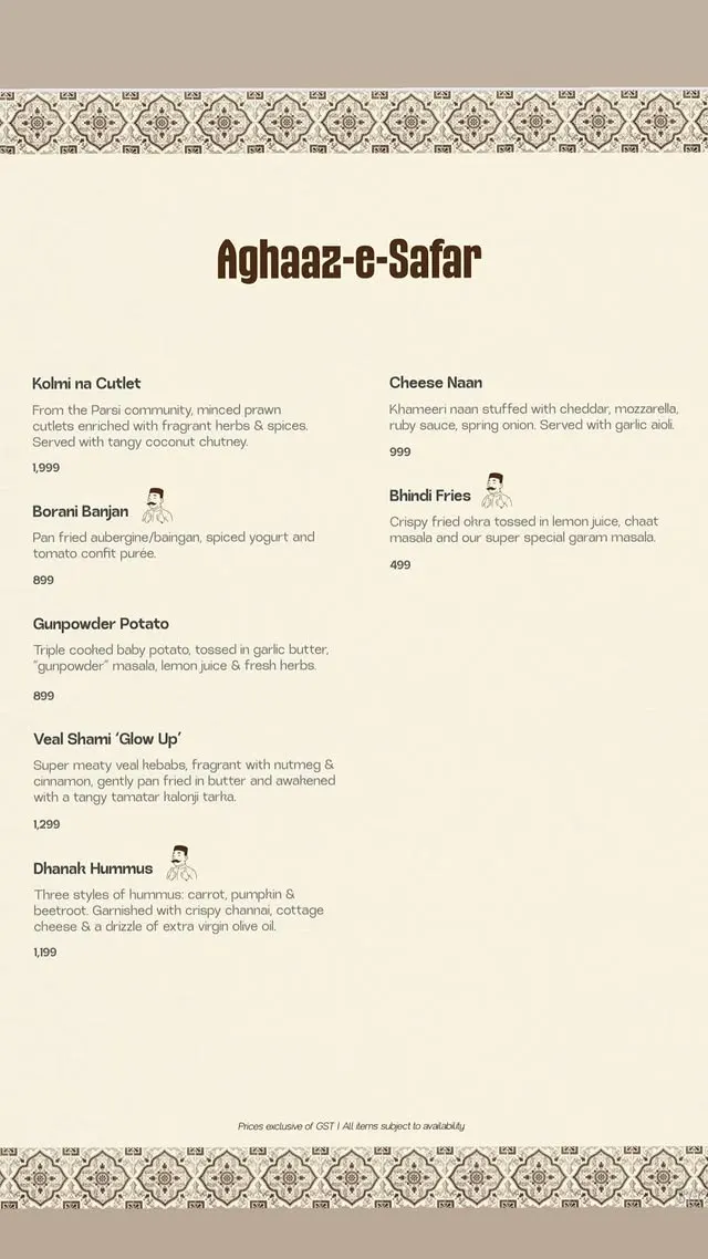 Bawa & Co menu, page 1
