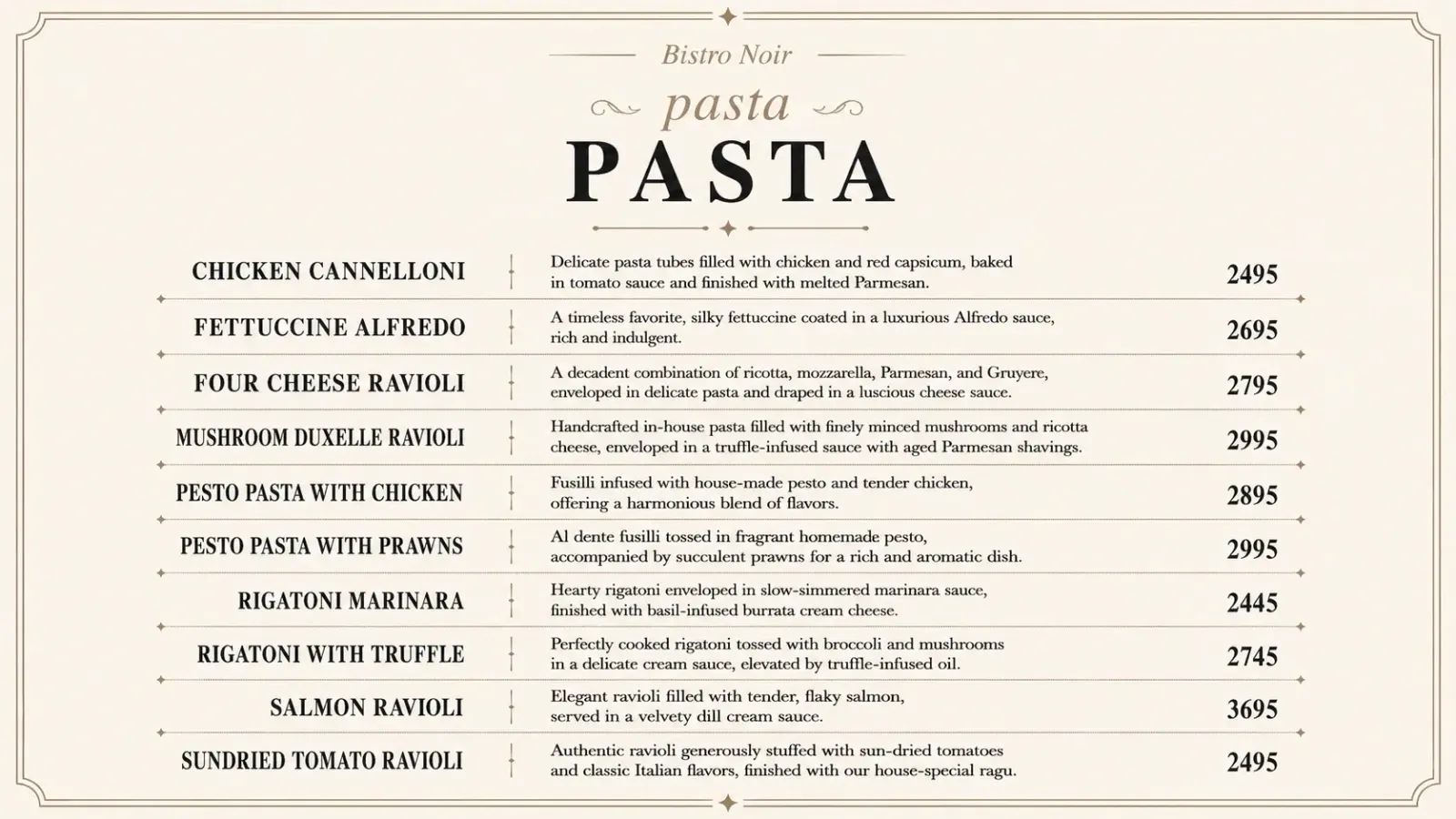 Bistro Noir menu, page 8