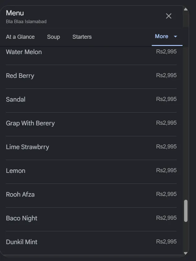 Bla Blaa Islamabad menu, page 10