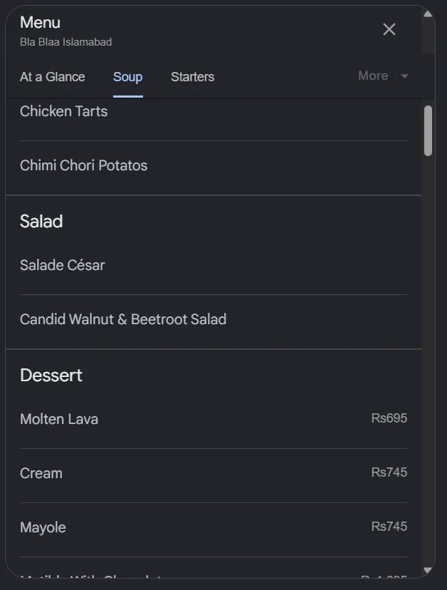 Bla Blaa Islamabad menu, page 2