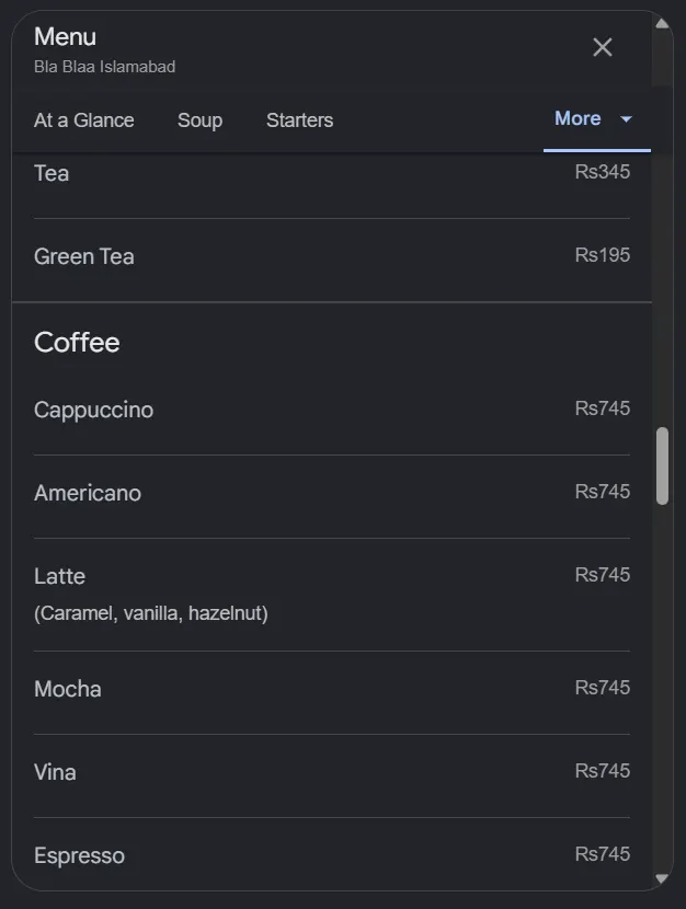 Bla Blaa Islamabad menu, page 6