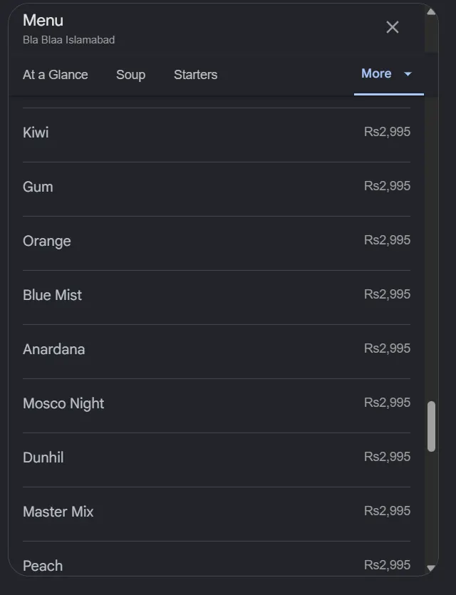 Bla Blaa Islamabad menu, page 9