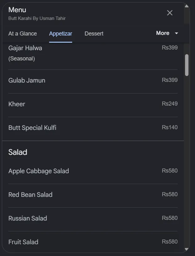 Butt Karahi by Usman Tahir menu, page 2