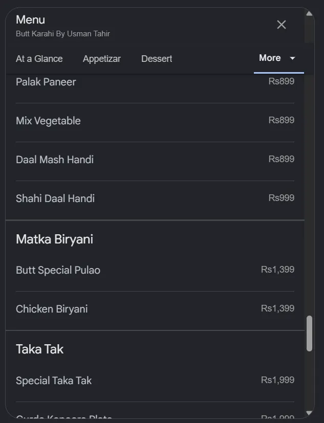 Butt Karahi by Usman Tahir menu, page 9