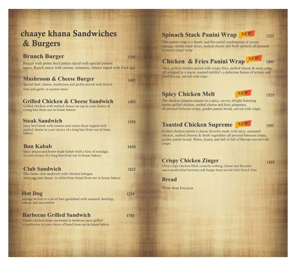Chaaye Khana menu, page 1