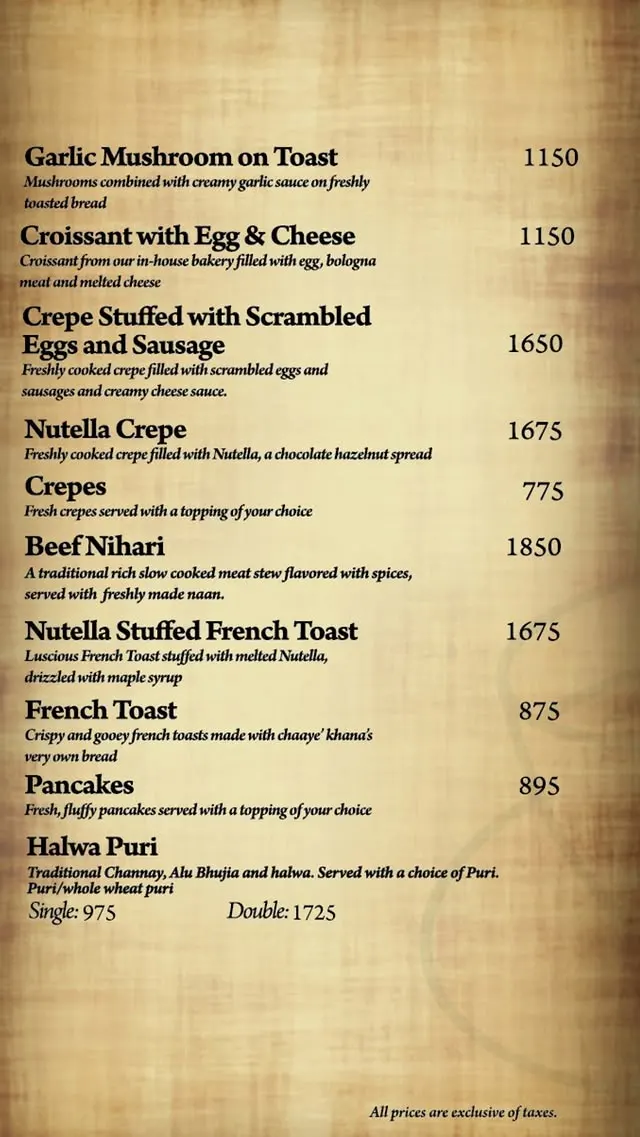 Chaaye Khana menu, page 9