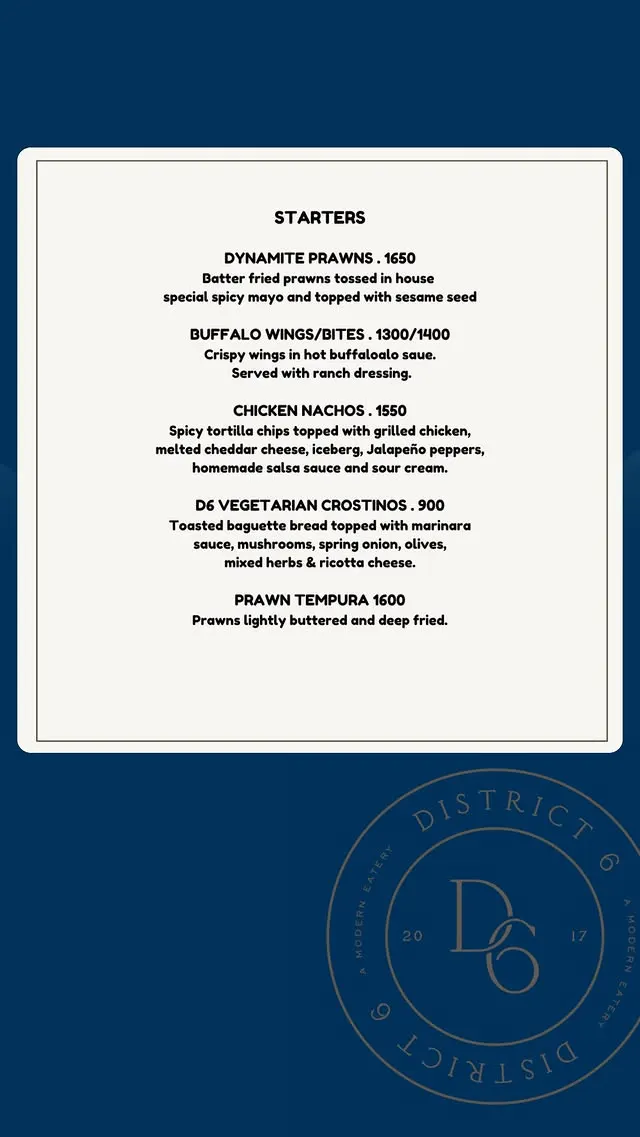 District 6 menu, page 3