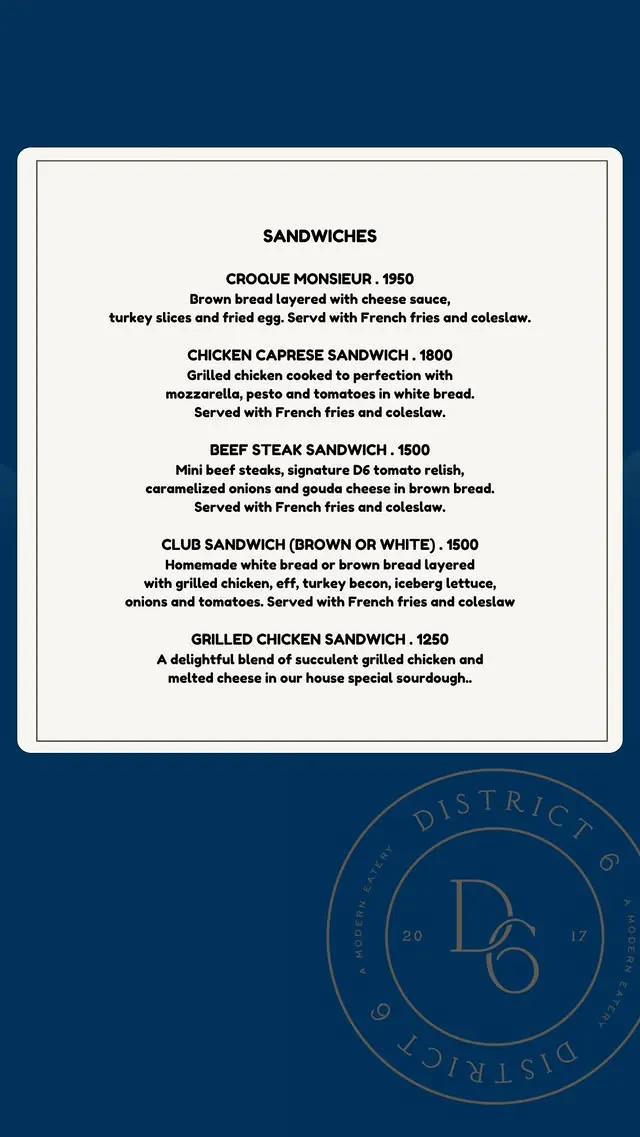 District 6 menu, page 4