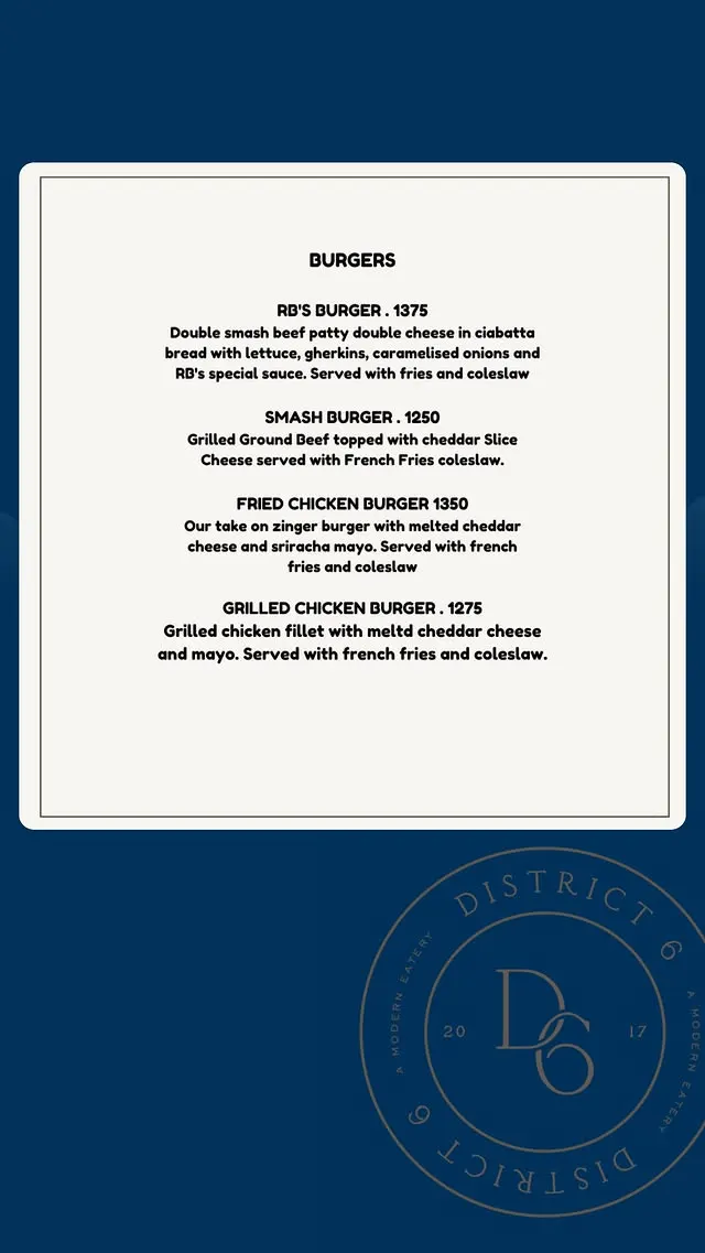 District 6 menu, page 5
