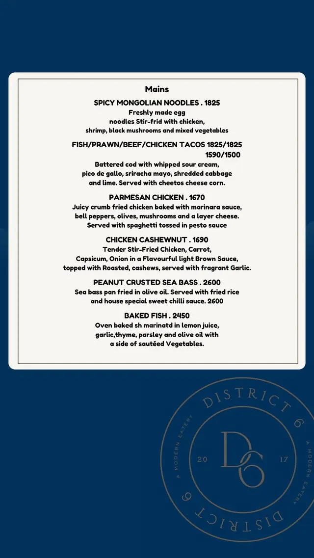 District 6 menu, page 6