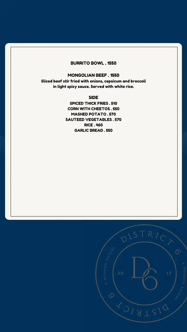 District 6 menu, page 7