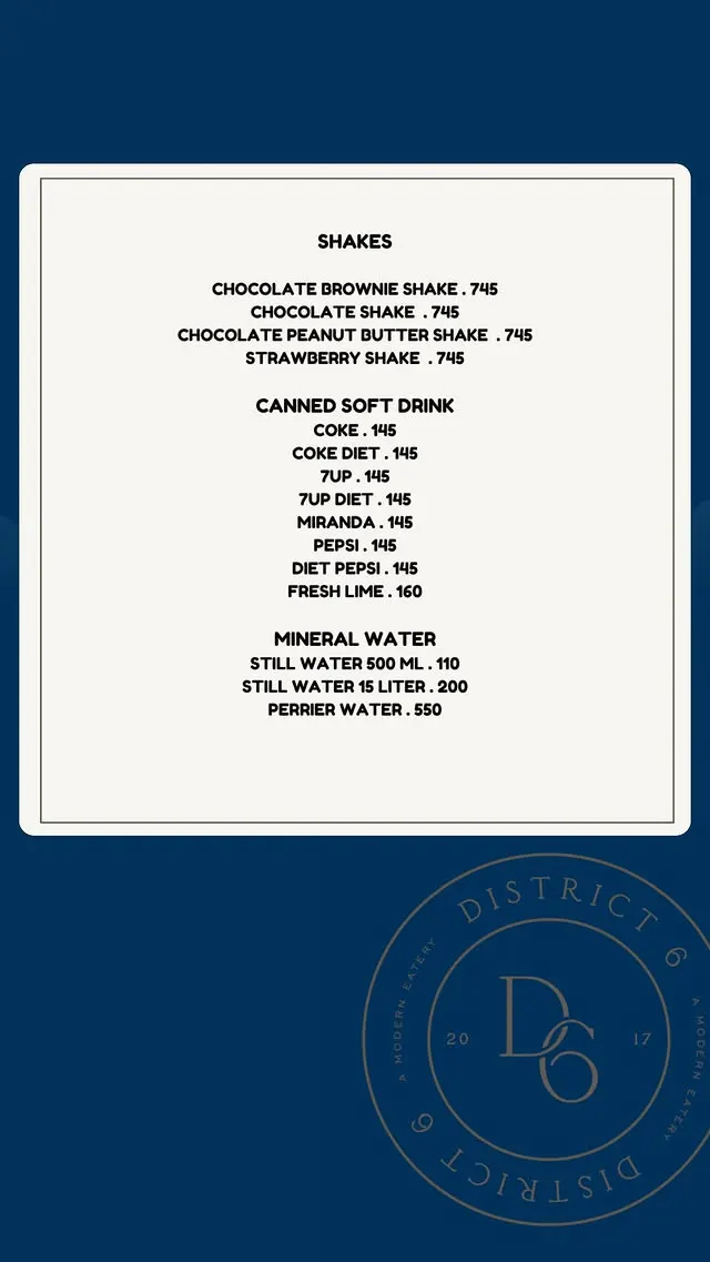 District 6 menu, page 8