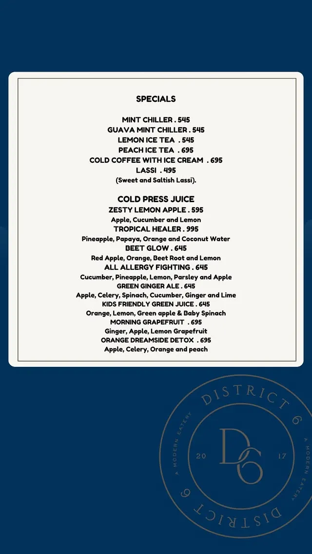 District 6 menu, page 9