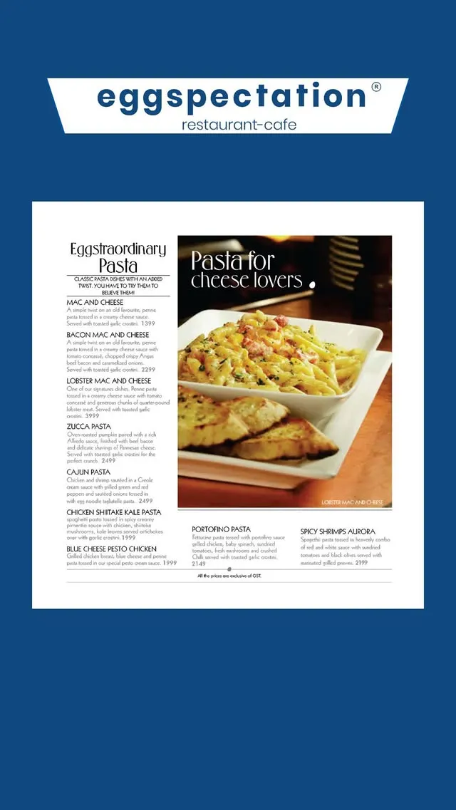 Eggspectation menu, page 4