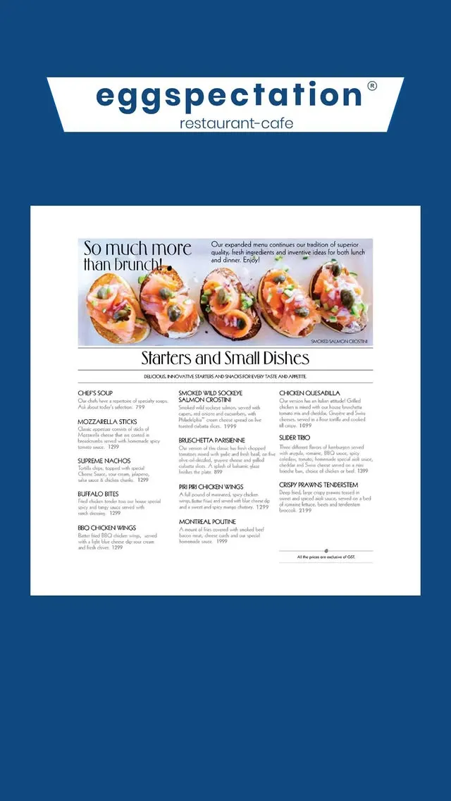 Eggspectation menu, page 2