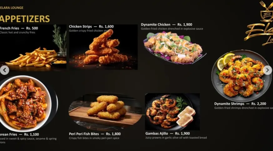Elara Lounge menu, page 2