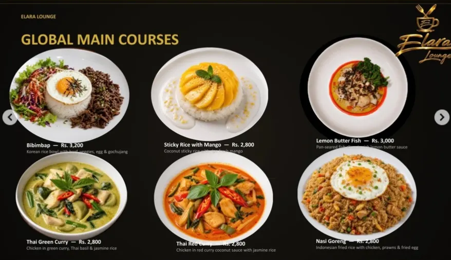 Elara Lounge menu, page 5