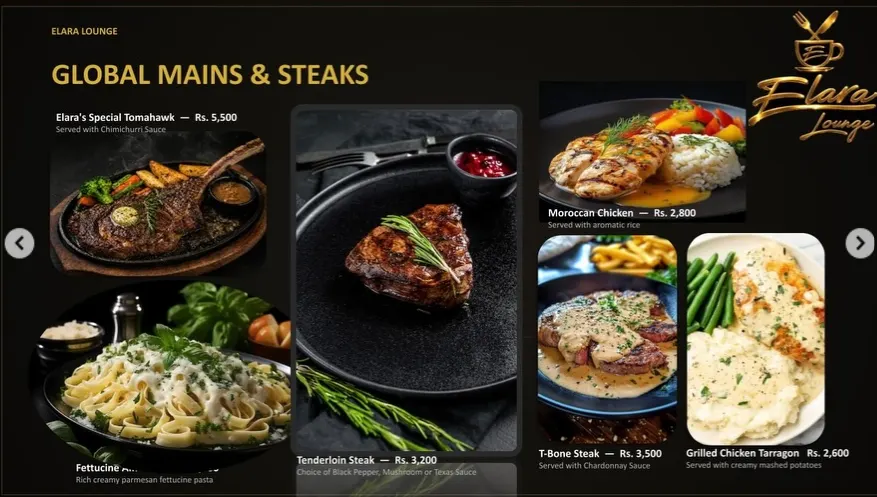 Elara Lounge menu, page 6