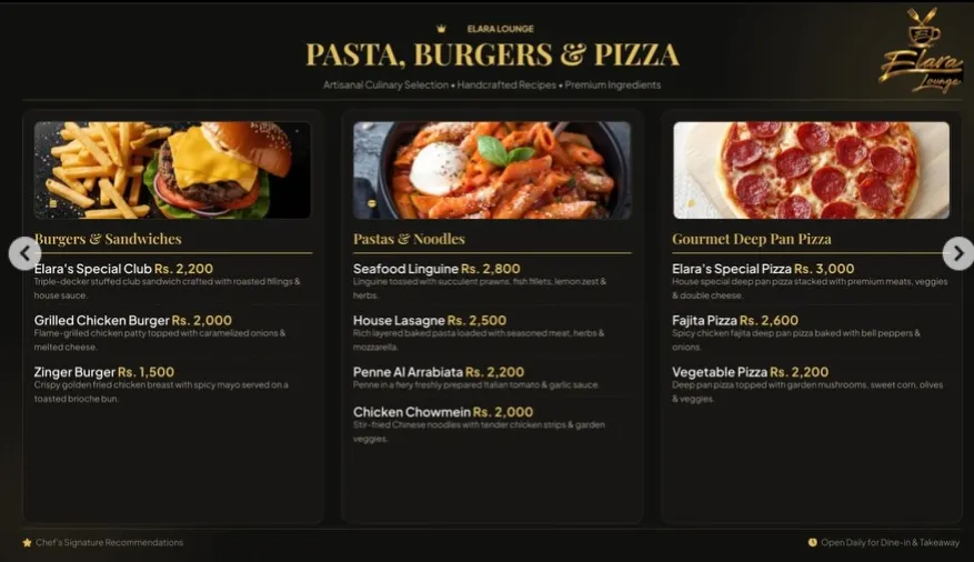 Elara Lounge menu, page 7