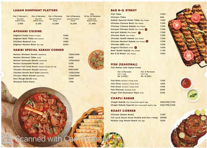 Habibi Restaurant menu, page 2