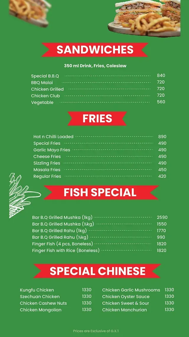Hot N Chilli menu, page 3