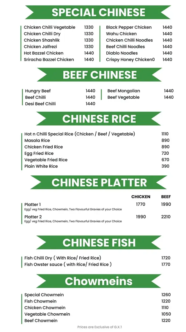 Hot N Chilli menu, page 4