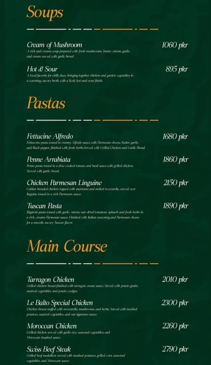 Le Balto menu, page 4