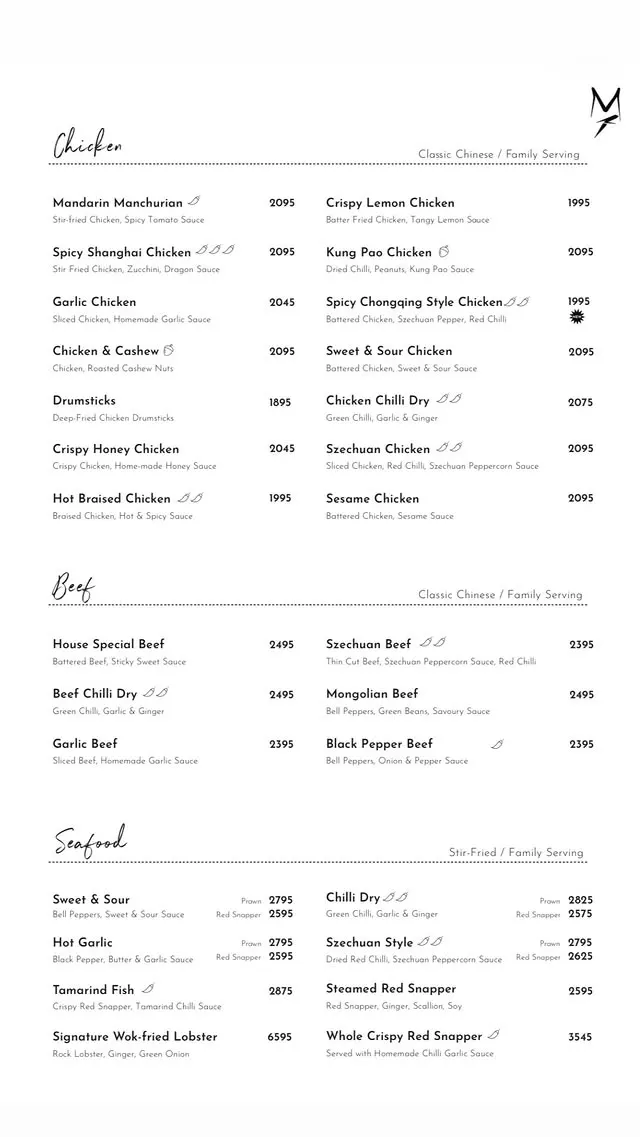 Mandarin Kitchen menu, page 1