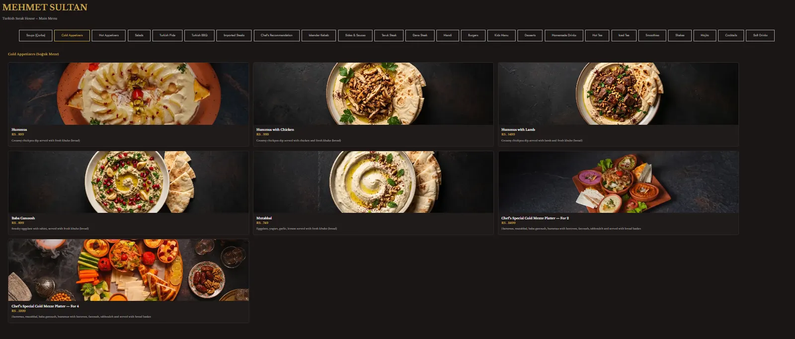 Mehmet Sultan Steakhouse menu, page 2