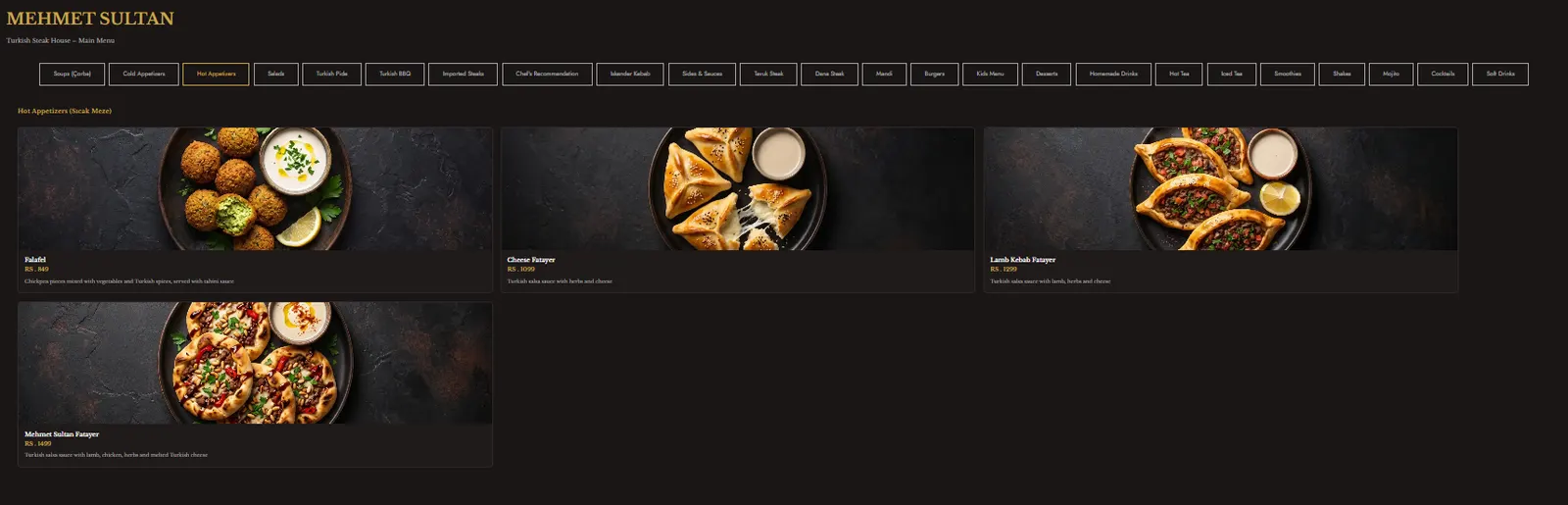 Mehmet Sultan Steakhouse menu, page 3