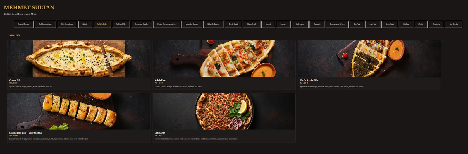Mehmet Sultan Steakhouse menu, page 5