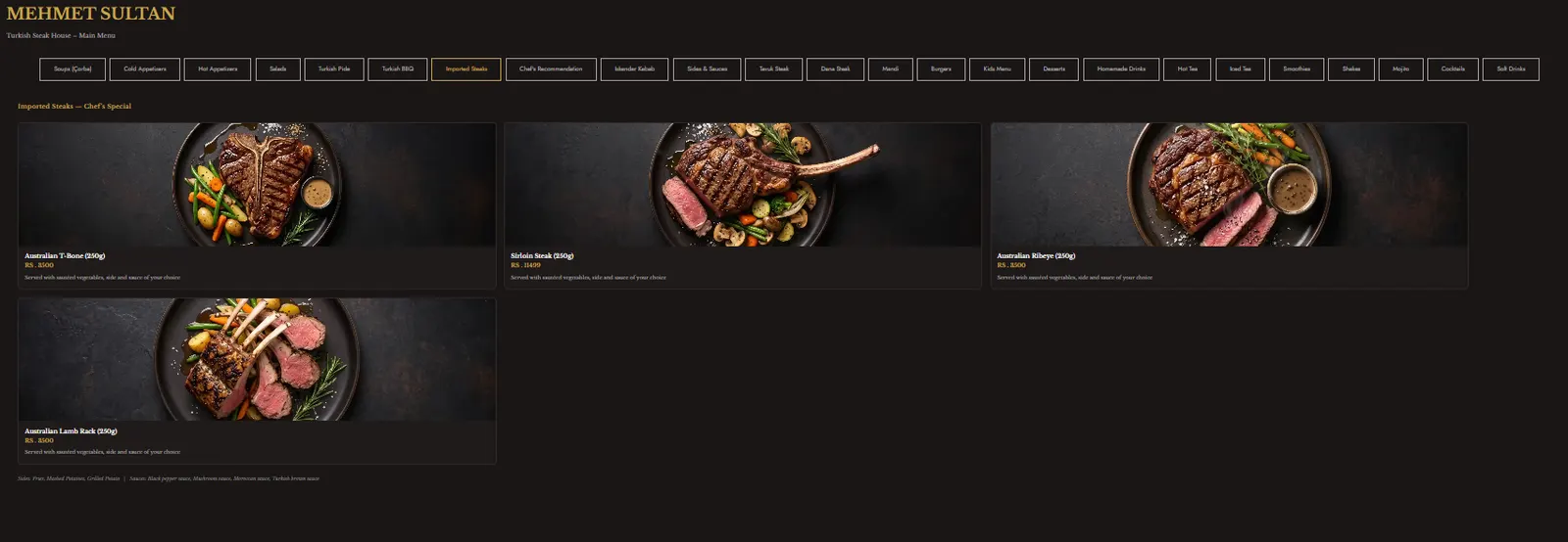 Mehmet Sultan Steakhouse menu, page 7