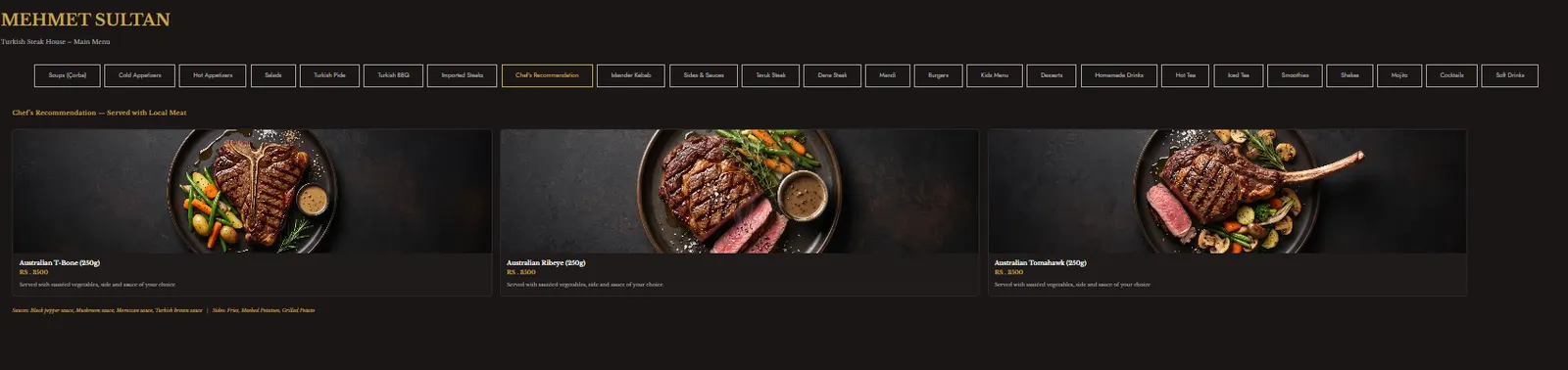 Mehmet Sultan Steakhouse menu, page 8