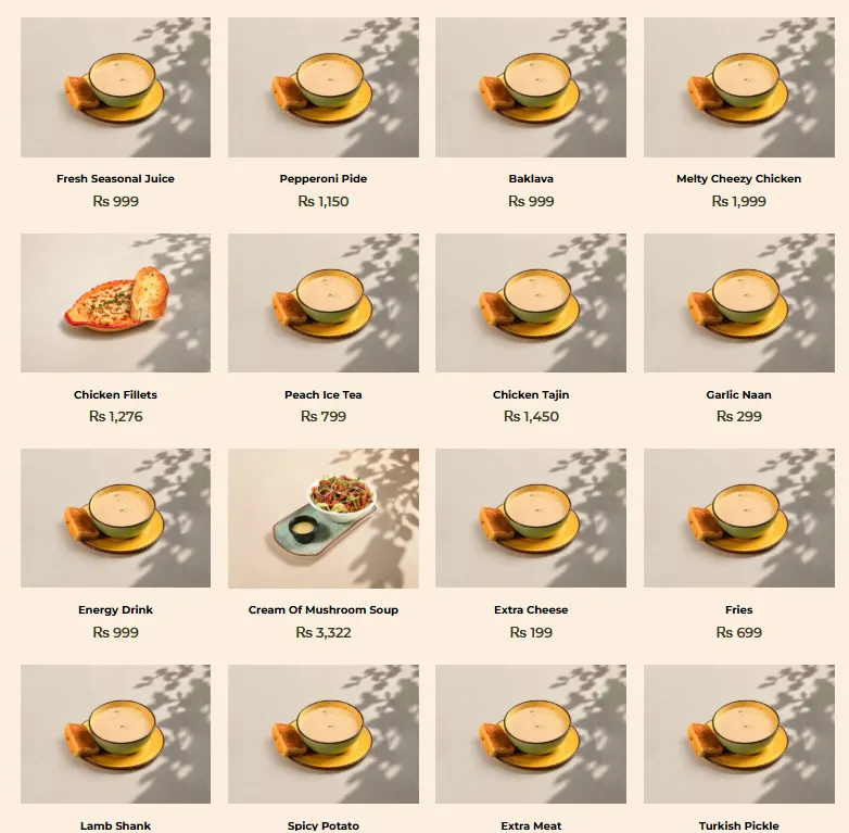 MeZ Islamabad menu, page 1