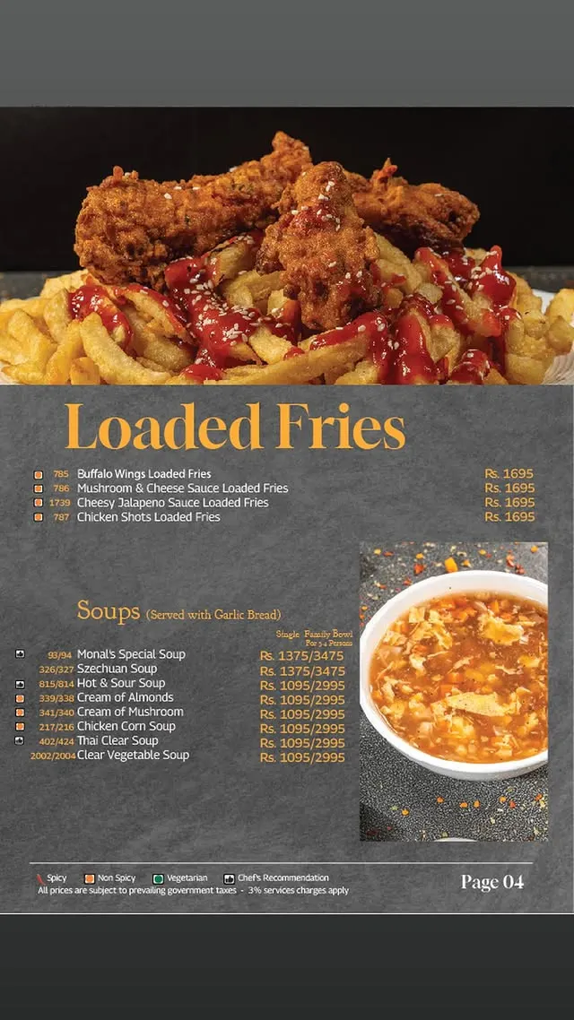 Monal Downtown menu, page 2