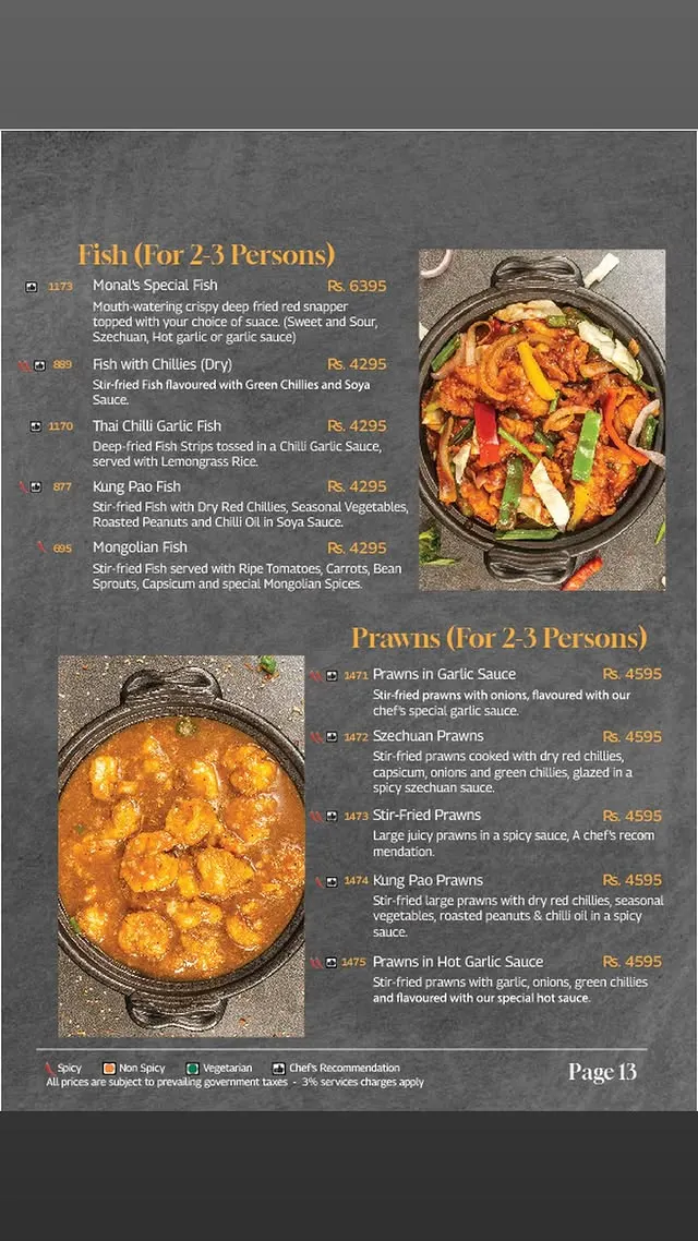 Monal Downtown menu, page 8
