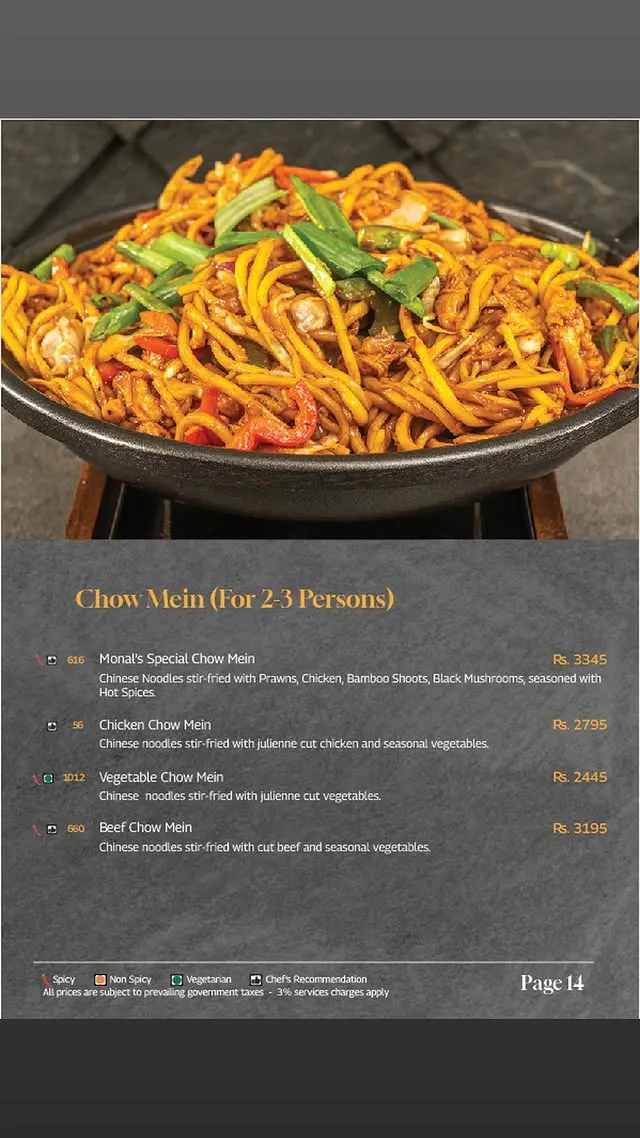 Monal Downtown menu, page 9