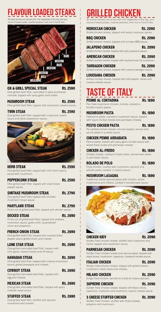 Ox & Grill Steakhouse menu, page 2