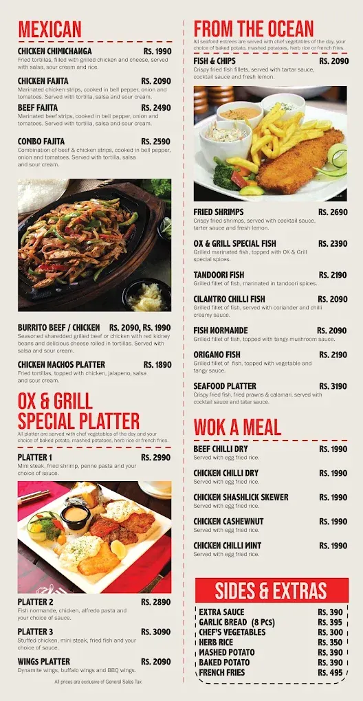 Ox & Grill Steakhouse menu, page 4