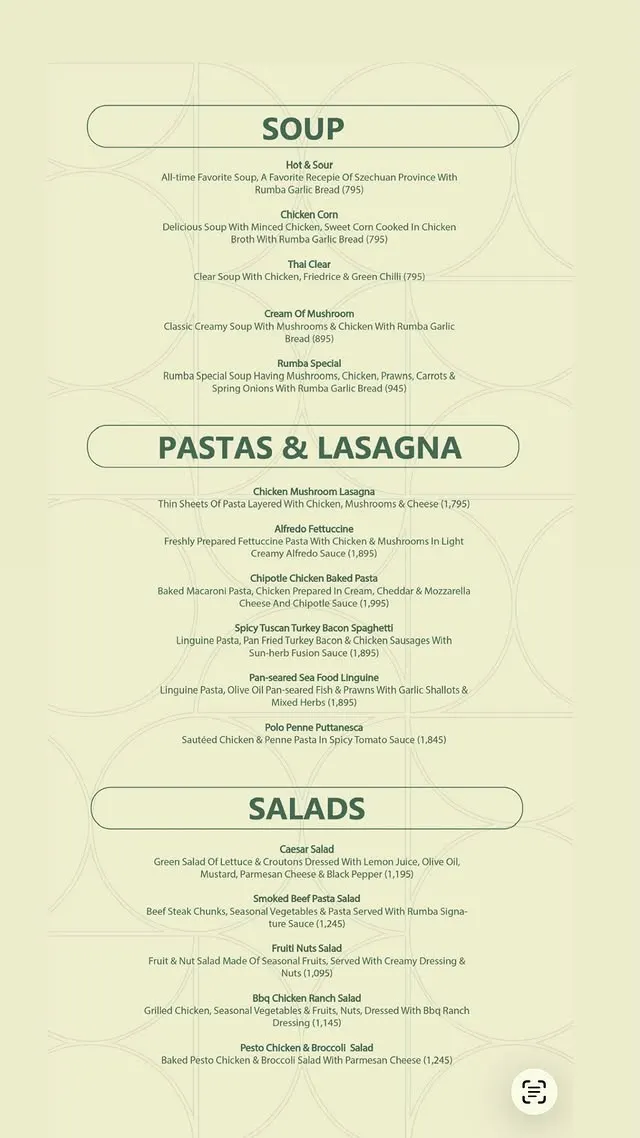 Rumba - The Meat Factory menu, page 2