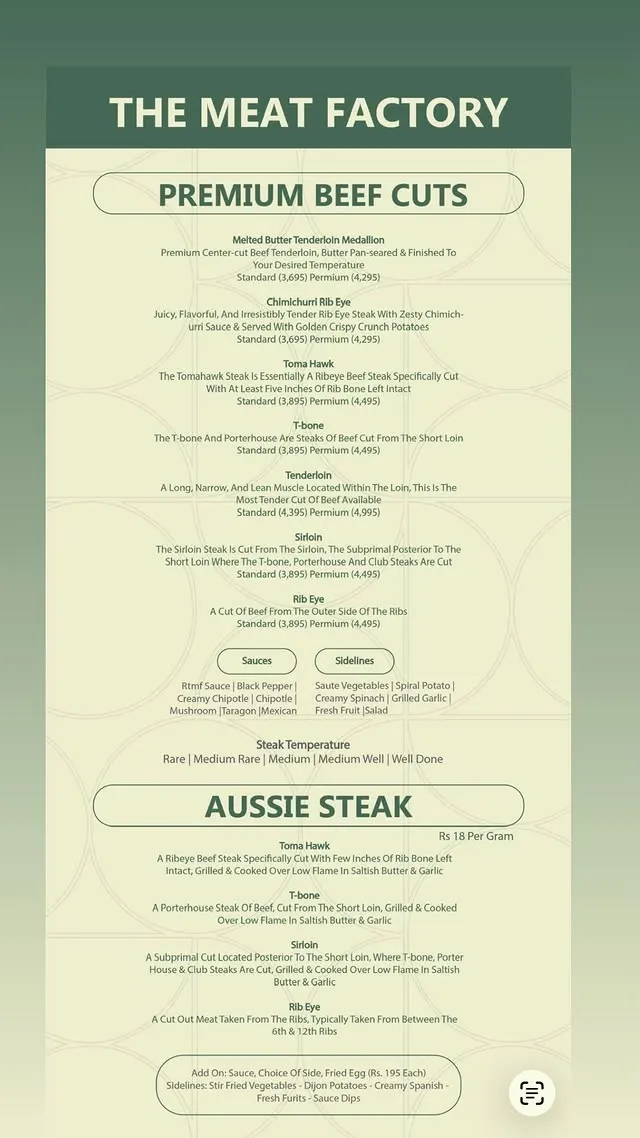 Rumba - The Meat Factory menu, page 3
