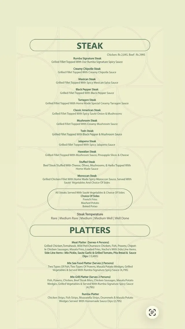 Rumba - The Meat Factory menu, page 4