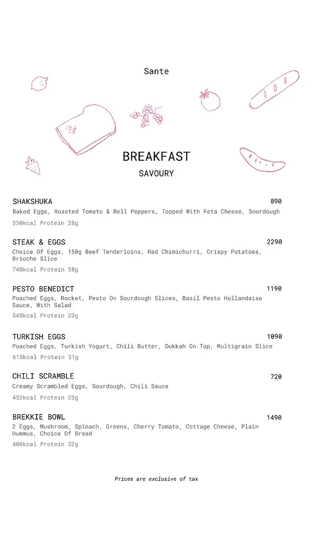 Sante menu, page 1