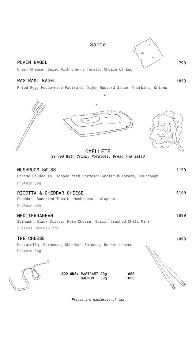 Sante menu, page 2