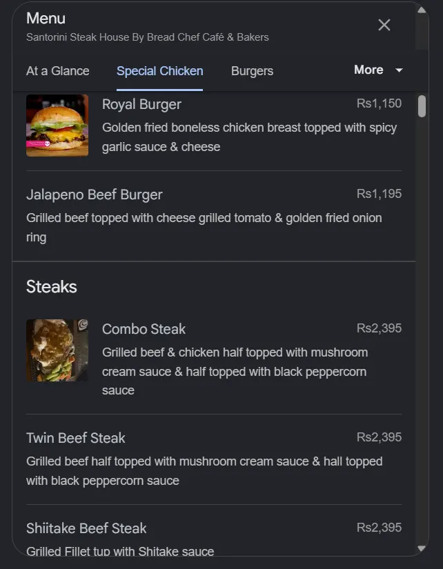 Santorini Steak House menu, page 4