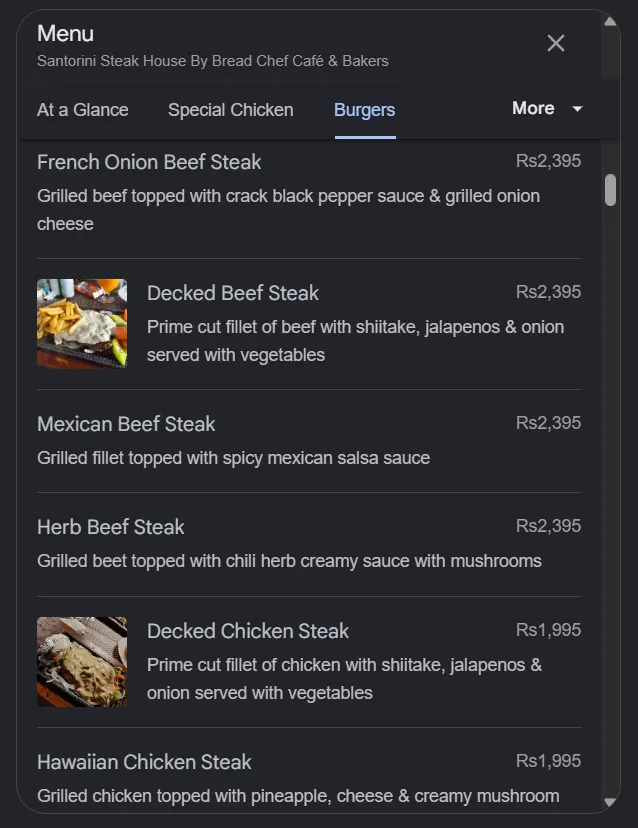 Santorini Steak House menu, page 5