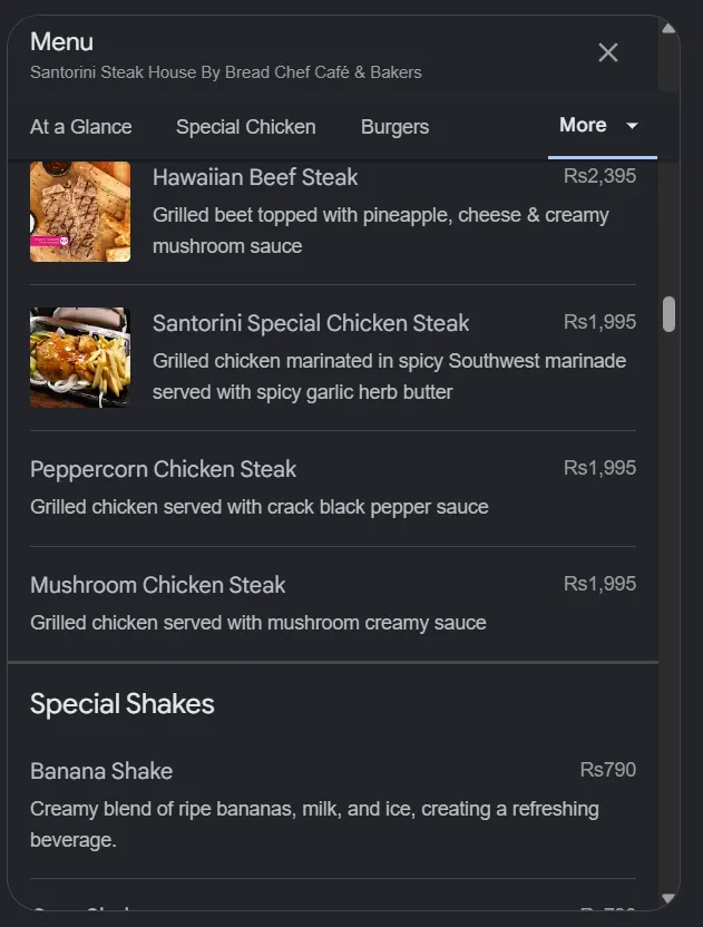 Santorini Steak House menu, page 8