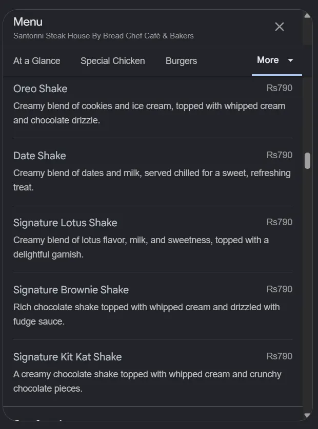 Santorini Steak House menu, page 9